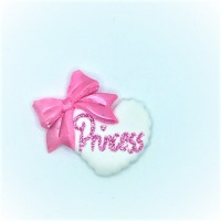 Princess - White with pink bow Heart -pink glitter